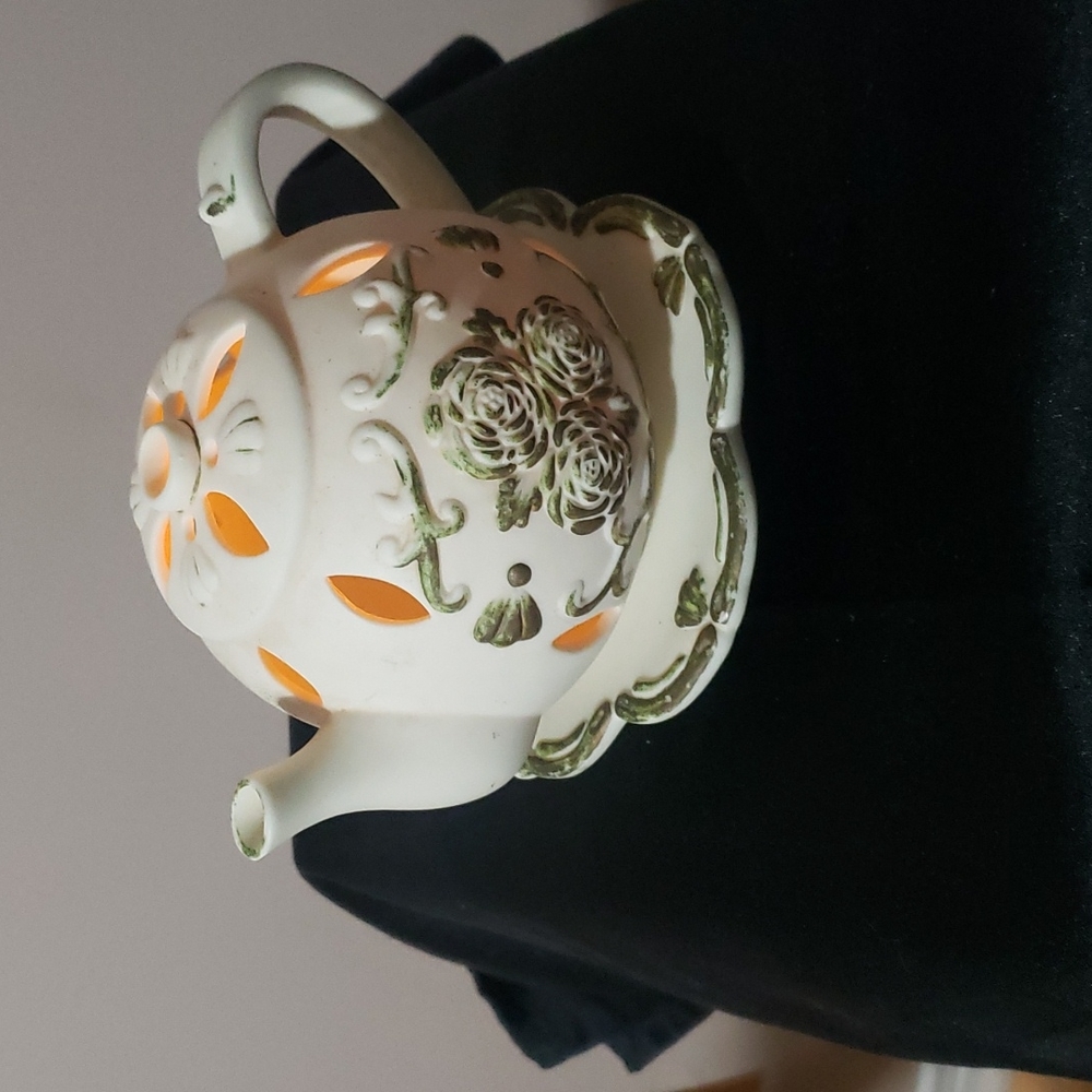 Party Lite Tea light CERAMIC tea Pot and Saucer - Picture 4 of 4